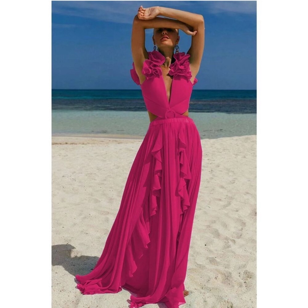 PatBO Pink Plunge Sundress Maxi